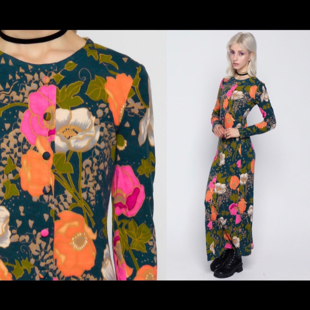 VINTAGE Floral long sleeve dress